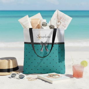 Moderne Luxus-Tasche mit Teal-Monogramm und Henkel