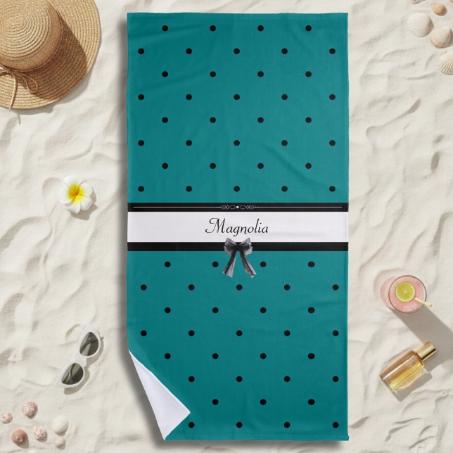Moderne Luxus Teal-Monogramm Sommer Strandtuch (Deep teal luxury. An oversized, personalized towel for your first-class beach day.)