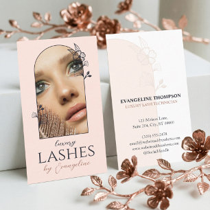 Moderne Luxus-Wimpernspezialistin Florale Rose Arc Visitenkarte