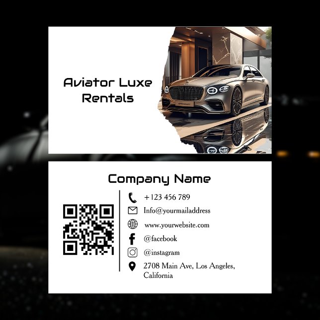 Moderne Luxusauto-Miet- und Vertriebs-QR-Code-Foto Visitenkarte (Von Creator hochgeladen)