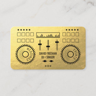 Moderne Luxusgoldfolienschwarz-DJ-Musik-Turntable Visitenkarte