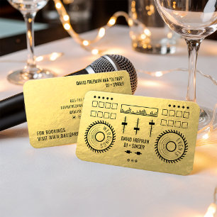 Moderne Luxusgoldfolienschwarz-DJ-Musik-Turntable Visitenkarte