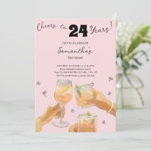 Moderne Mädchen-Cheers zum 24. Geburtstagsparty Einladung