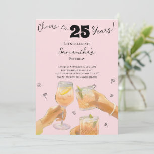 Moderne Mädchen-Cheers zum 25. Geburtstagsparty Einladung