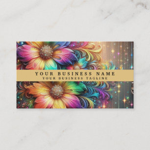 Moderne Mädchen Regenbogen Blumen und Glitter Trop Visitenkarte