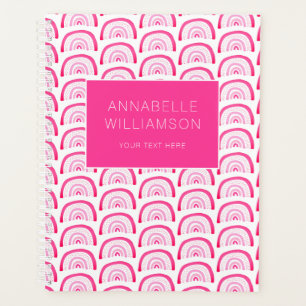 Moderne Mädchen Rosa Regenbogen Muster jährlich Planer