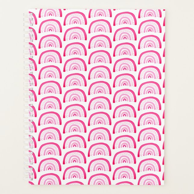 Moderne Mädchen Rosa Regenbogen Muster Planer (Vorderseite)