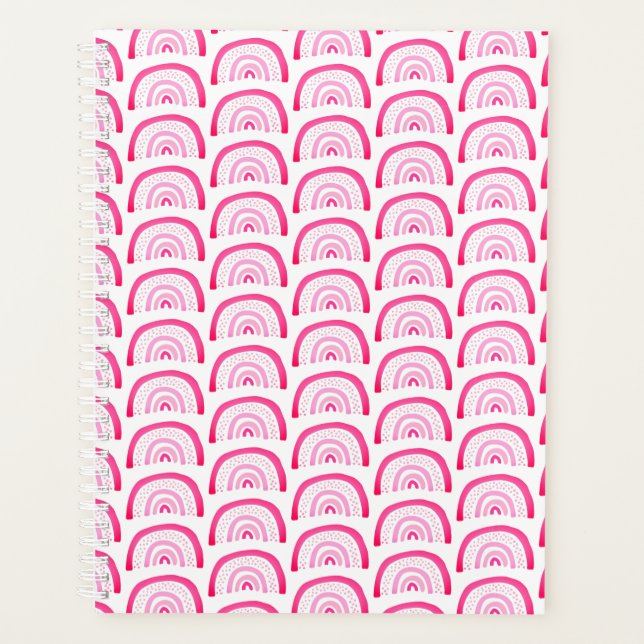 Moderne Mädchen Rosa Regenbogenmuster Planer (Vorderseite)