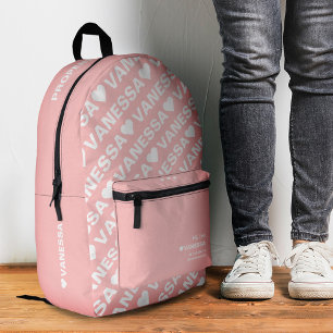 Moderne Mädchenhaft Teen Stilvoll Pink Bedruckter Rucksack