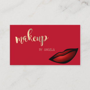 Moderne Mädchenhafte Elegante Rote, Glitzernde Lip Visitenkarte
