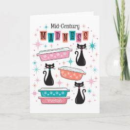 Moderne Madness Card Pyrex Cats Kitsch Karte