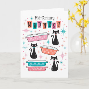 Moderne Madness Card Pyrex Cats Kitsch Karte
