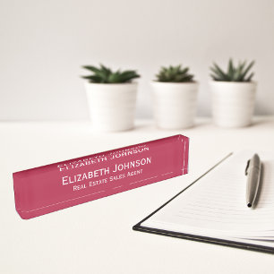 Moderne Magenta Beruflich Business Führungskraft Namensplakette