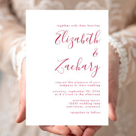 Moderne Magenta Calligrafy Wedding Einladung