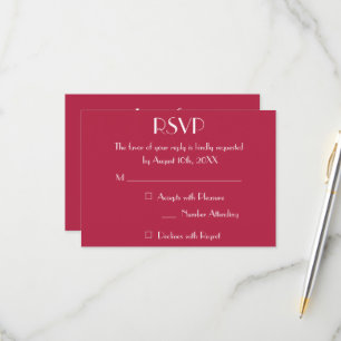 Moderne Magenta-Hochzeits-RSVP-Einladungskarte RSVP Karte