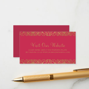 Moderne Magenta Red Gold Hochzeitskarte Begleitkarte