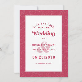 Moderne Magenta Red Pattern Wedding Verlobung Save The Date