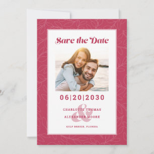 Moderne Magenta-rote Muster   Save-the-Date-Foto Save The Date