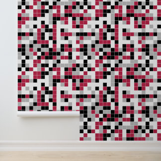 Moderne Magenta Schwarz Grau Geometrisch Tapete