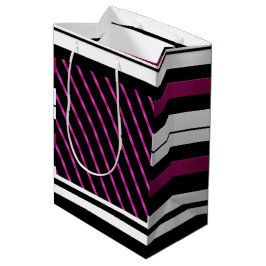 Moderne Magenta Schwarz-weiße, fette Streifen Mittlere Geschenktüte