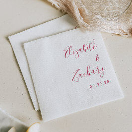 Moderne Magenta Script Wedding Serviette