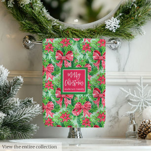 Moderne Magenta- und rote Weihnachts-Badehandtüche Badhandtuch Set