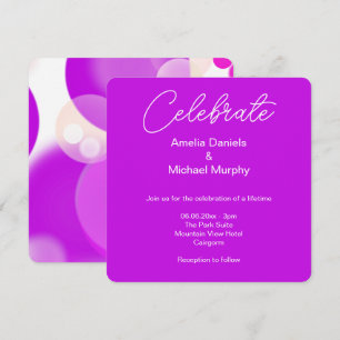 Moderne Magenta- und weiße Bubble-Hochzeitseinladu Save The Date