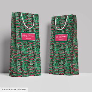 Moderne magentafarbene rosa Preppy-Weihnachtsgesch Mittlere Geschenktüte