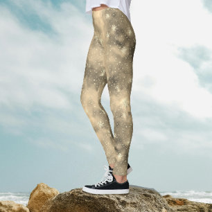 Moderne Magie Goldene Winterschneemuster Wasserfar Leggings