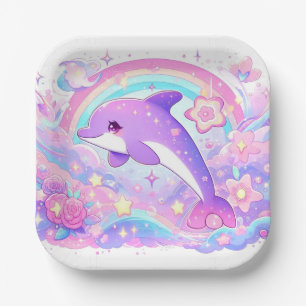 Moderne Magische Dolphin-Babydusche Pappteller