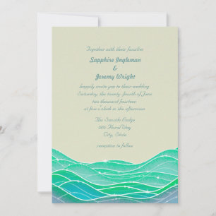 Moderne magische Ozeanwellen Hochzeit am Meer Einladung