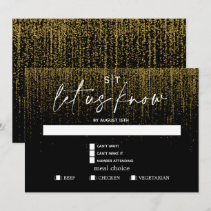 Moderne Mahlzeitenwahl RSVP Kantiger Goldglitter Einladung