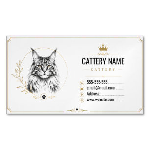 Moderne Maine-Coon-Katzenzucht   Magnetische Visitenkarte