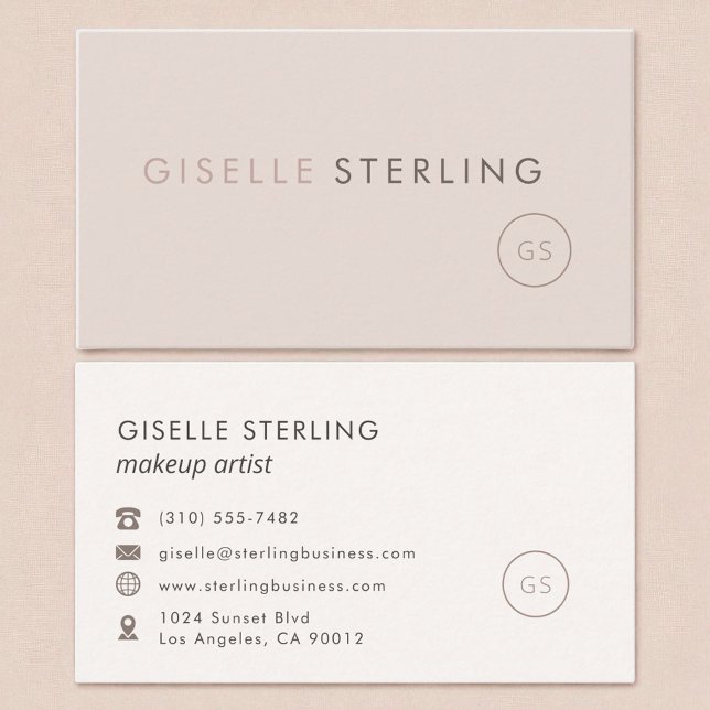 Moderne Makeup Artist Blush Pink Minimalistisch Lu Visitenkarte (Von Creator hochgeladen)