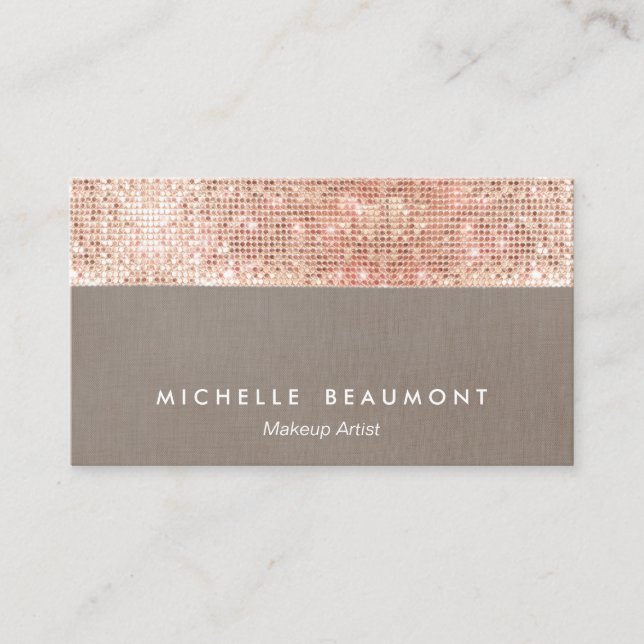 Moderne Makeup Artist Imitate Rose Gold Sequenzen Visitenkarte (Vorderseite)