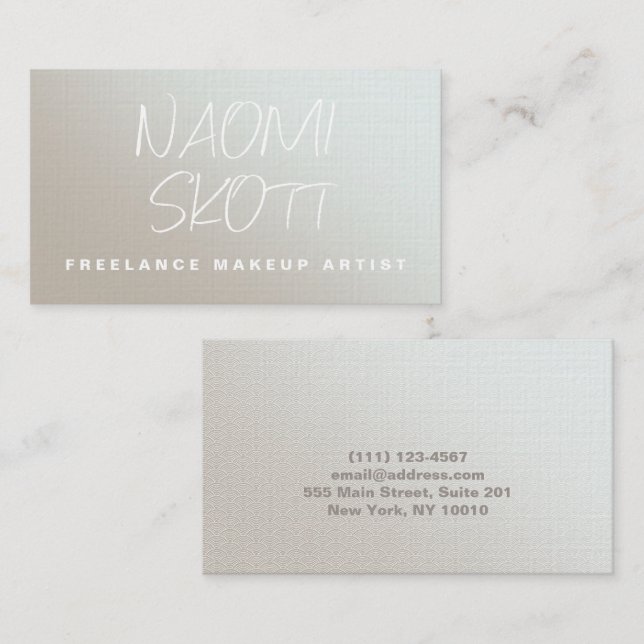 Moderne Makeup Artist Luminy Silver Business Card Visitenkarte (Vorne/Hinten)