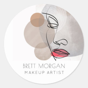 Moderne Makeup Artist Square Business Card Runder Aufkleber