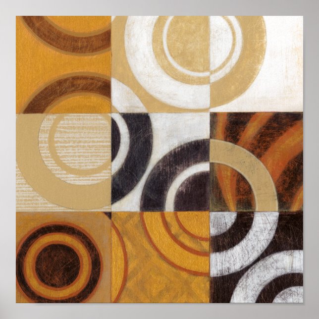 Moderne Malerei mit kreisförmigen Mustern Poster (Vorne)