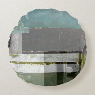 Moderne Malerei mit versammelten Buchstaben Rundes Kissen