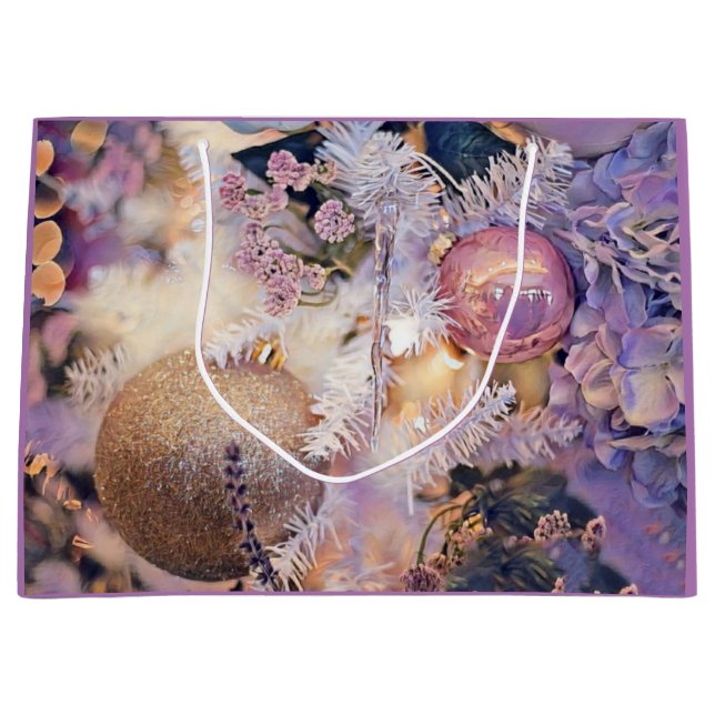 Moderne Malerei Weihnachtsbaum Lila Dekorationen Große Geschenktüte (Vorderseite)