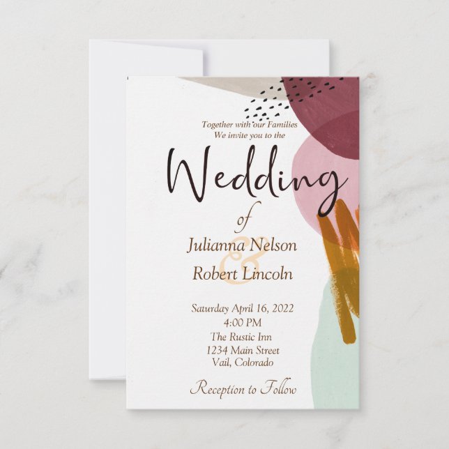 Moderne Malerhochzeit Einladung (Vorderseite)