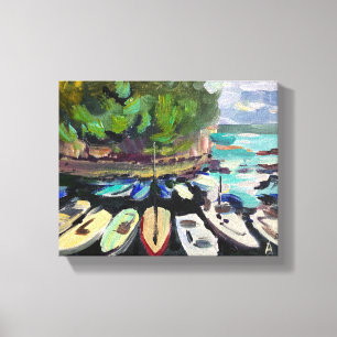 Moderne Malerlandschaft, Badeort, Boote Leinwanddruck