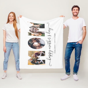 Moderne MAMA 3 Foto Collage Happy Mother Day Fleecedecke