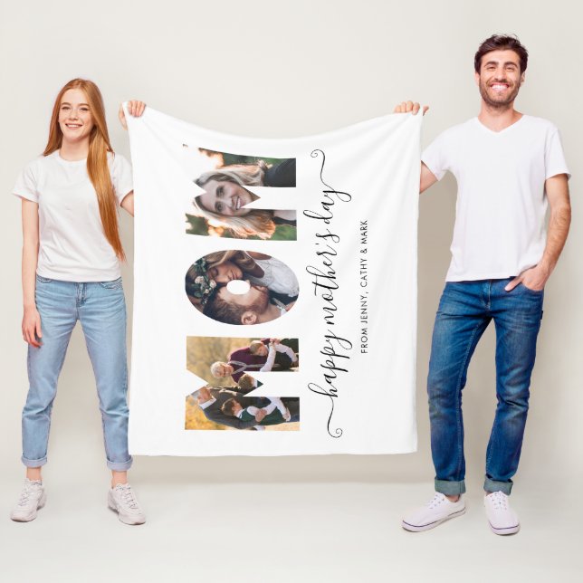 Moderne MAMA 3 Foto Collage Happy Mother Day Fleecedecke (Beispiel)