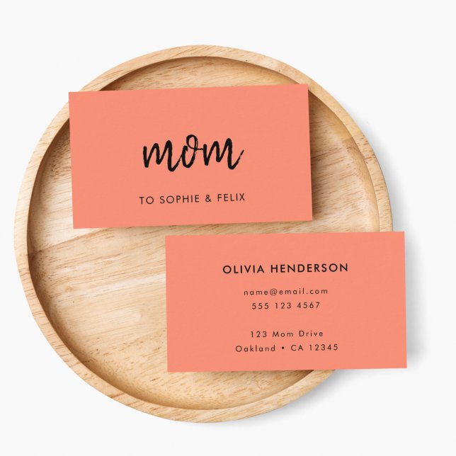 Moderne Mama | Coral Pink Mommy Contact Card Rabattkarte (Von Creator hochgeladen)