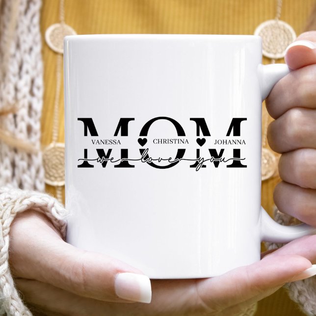 Moderne Mama Kinder nennen Muttertag Kaffeetasse (Von Creator hochgeladen)
