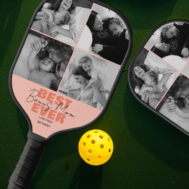 Moderne Mama mit dem besten je-Bonus | FotoCollage Pickleball Schläger (Von Creator hochgeladen)