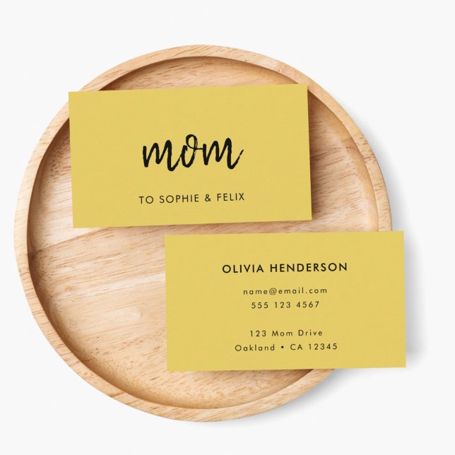 Moderne Mama | Mustard Yellow Mommy Contact Card Rabattkarte (Von Creator hochgeladen)