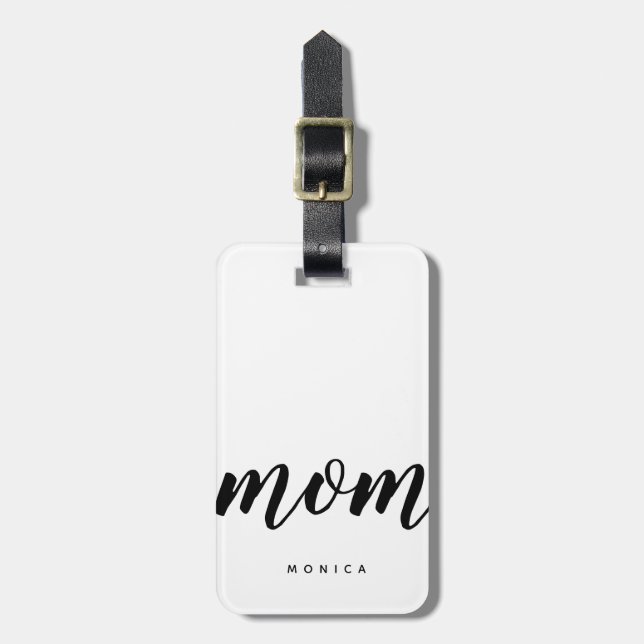 Moderne Mama Schwarz/Weiß Minimalistisch Gepäckanhänger (Vorderseite vertikal)