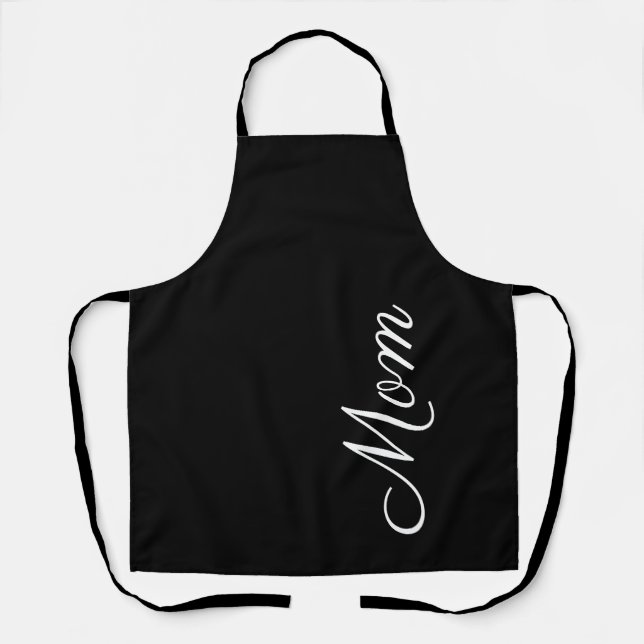 Moderne Mama Schwarz-Weiß-Schrift Personalisiert Schürze (Vorderseite)